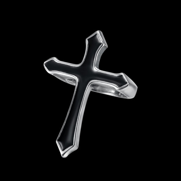 BLACK CHRIST CROSS RING