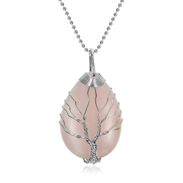 Celtic Tree of Life Pendant & Chain on Teardrop Semi-Precious Stone