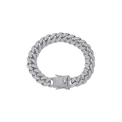 12mm White Gold Iced Miami Cuban Bracelet