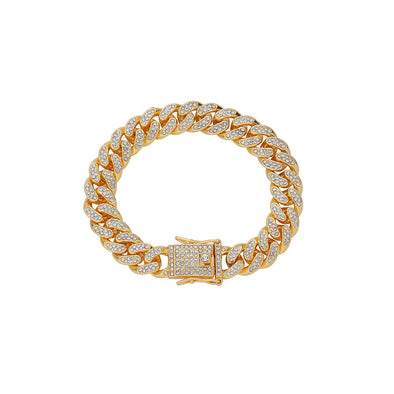 12mm Gold Iced Miami Cuban Bracelet