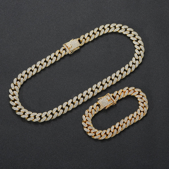 12mm Gold Iced Miami Cuban Bracelet