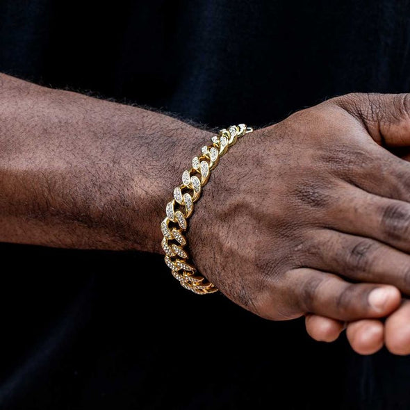 12mm Gold Iced Miami Cuban Bracelet