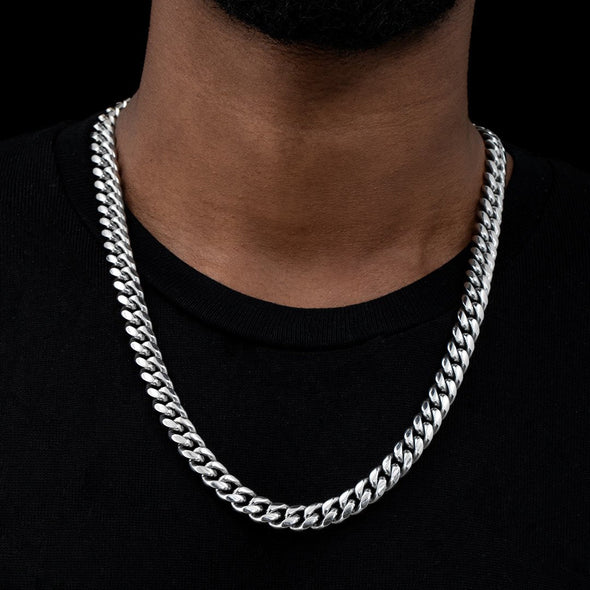 9mm White Gold Miami Cuban Chain