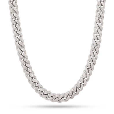 12mm White Gold Iced Miami Cuban Chain