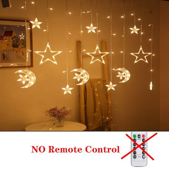 Star Moon Curtain String Lights